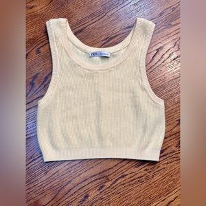 Zara Pastel Yellow Knit Crop Top